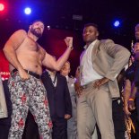 Article thumbnail: LONDON, UNITED KINGDOM - SEPTEMBER 07: Tyson Fury and Francis Ngannou face off during a kick-off press conference at the Here at Outernet in London, United Kingdom on September 07, 2023. Fury and Ngannou will take part in a 10-round boxing match on Saturday, October 28th in Riyadh, Saudi Arabia, which will mark the opening of this year's Riyadh Season. (Photo by Wiktor Szymanowicz/Anadolu Agency via Getty Images)