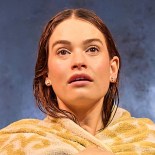 Article thumbnail: Lily James (Kate) in Lyonesse at the Harold Pinter Theatre. Photo Manuel Harlan Provided by laura@aboutgracepr.com