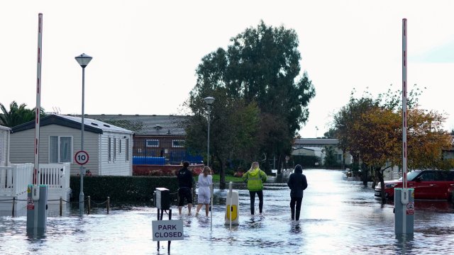 Article thumbnail: A view of the entrance to the Riverside Caravan Centre in Bognor Regis which has flooded after heavy rain the area. Residents in the South West are being warned of "significant coastal flooding" amid heavy rain and strong winds. The Environment Agency has issued 72 flood warnings as the latest band of bad weather hits the country. Picture date: Sunday October 29, 2023. PA Photo. Photo credit should read: Andrew Matthews/PA Wire