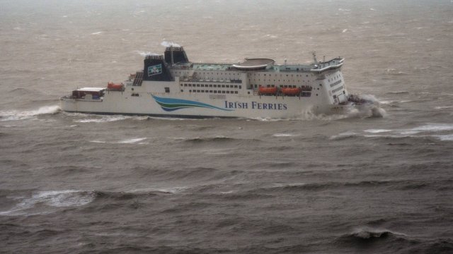 Article thumbnail: DOVER, ENGLAND - NOVEMBER 2: A cross channel ferry sails in strong winds on November 2, 2023 in Dover, England. Storm Ciaran swept across the southwest and south of England overnight posing a formidable threat in certain areas such as Jersey, where winds exceeded 100 mph overnight. This, along with the already-soaked ground from Storm Babet, increases the risk of flooding in already vulnerable areas. (Photo by Carl Court/Getty Images)