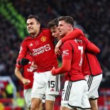 Article thumbnail: United's players celebrate Lindelof's winner against Luton on Saturday (Photo: Getty)