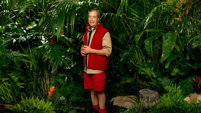 Article thumbnail: From Lifted Entertainment I'm A Celebrity... Get Me Out Of Here! SR23 on ITV1 and ITVX Pictured: Nigel Farage. This photograph is (C) ITV Plc and can only be reproduced for editorial purposes directly in connection with the programme or event mentioned above, or ITV plc. This photograph must not be manipulated [excluding basic cropping] in a manner which alters the visual appearance of the person photographed deemed detrimental or inappropriate by ITV plc Picture Desk. This photograph must not be syndicated to any other company, publication or website, or permanently archived, without the express written permission of ITV Picture Desk. Full Terms and conditions are available on the website www.itv.com/presscentre/itvpictures/terms